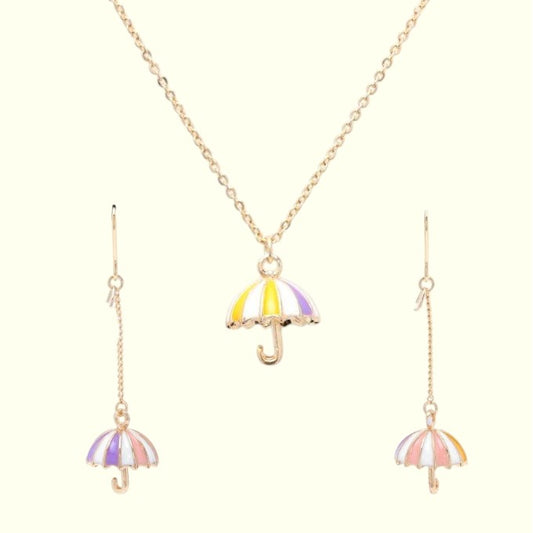 Rainbow Cascade Necklace and Earrings Set 1