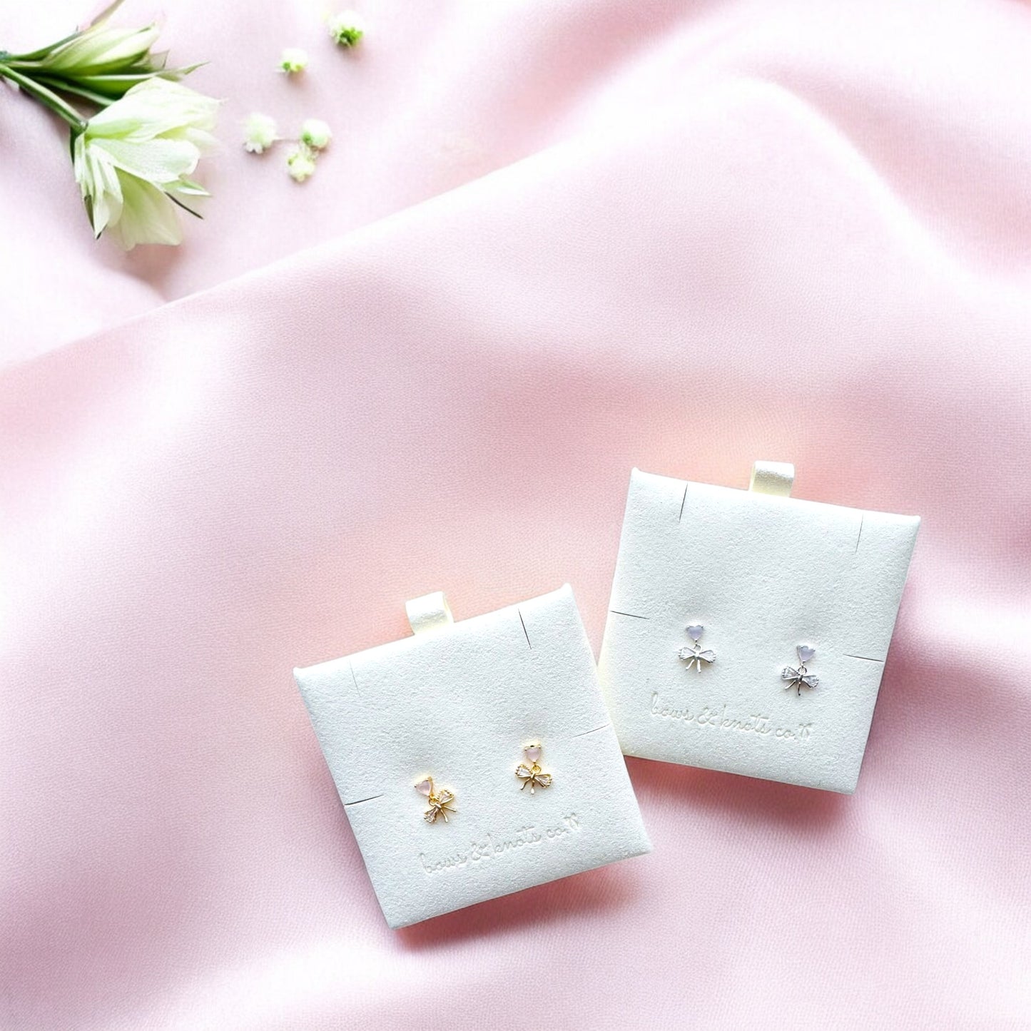 Rosy Love Bow Drop Earrings 2