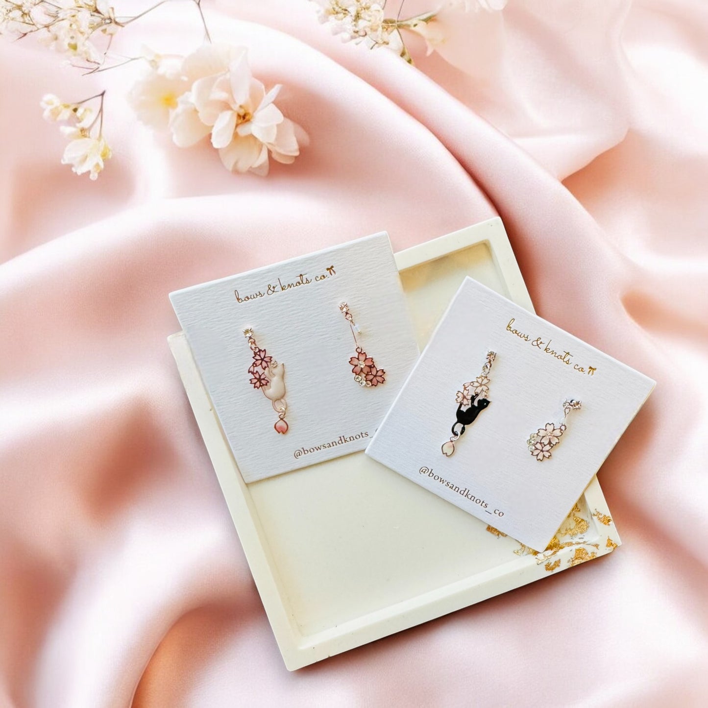 Sakura Cat Mischief Earrings