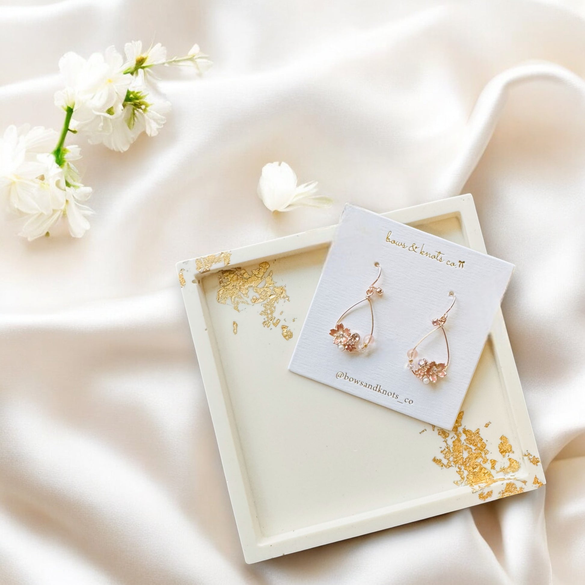 Sakura Floral Hoop Dangle Earrings 5