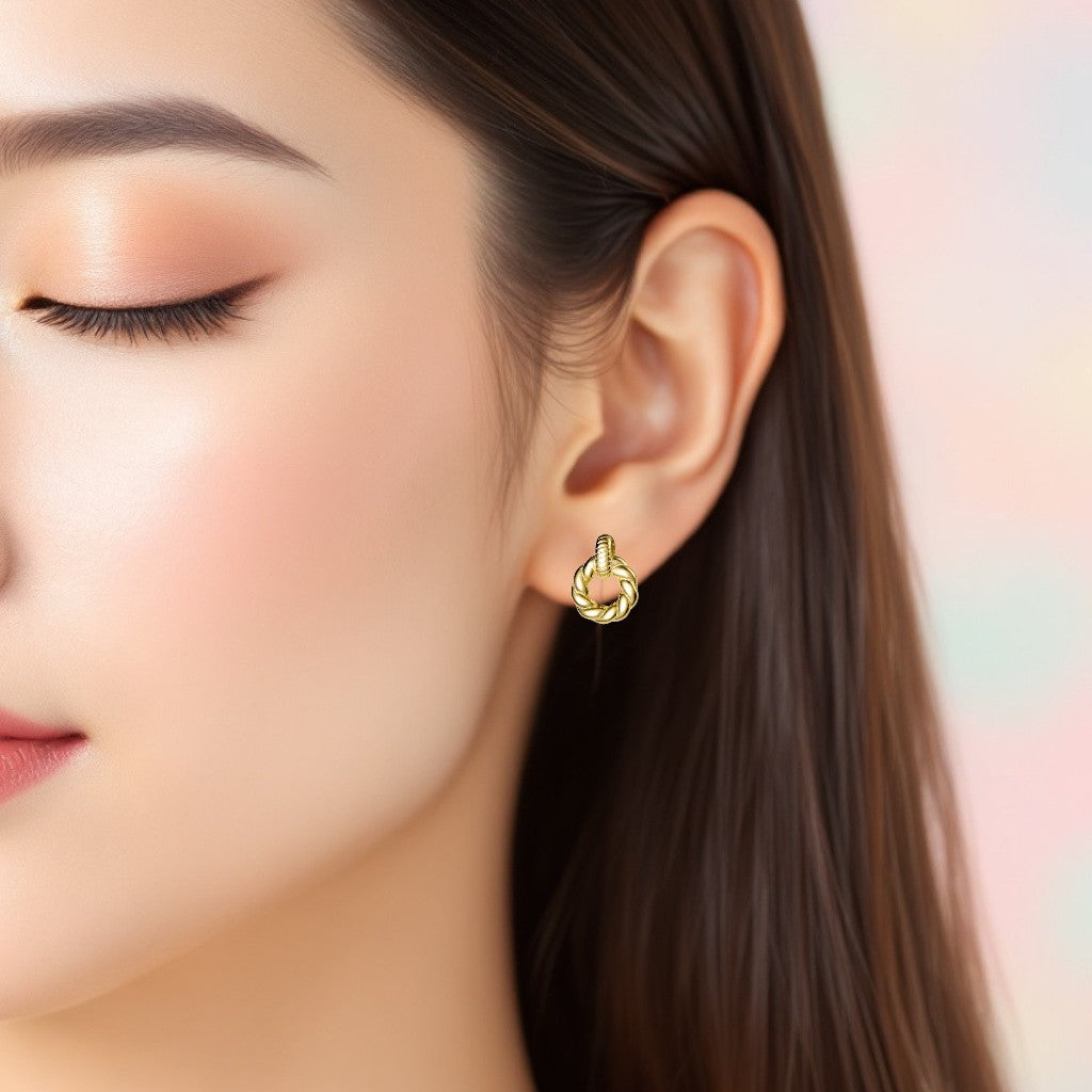 Sleek Twist Stud Earrings Gold 2
