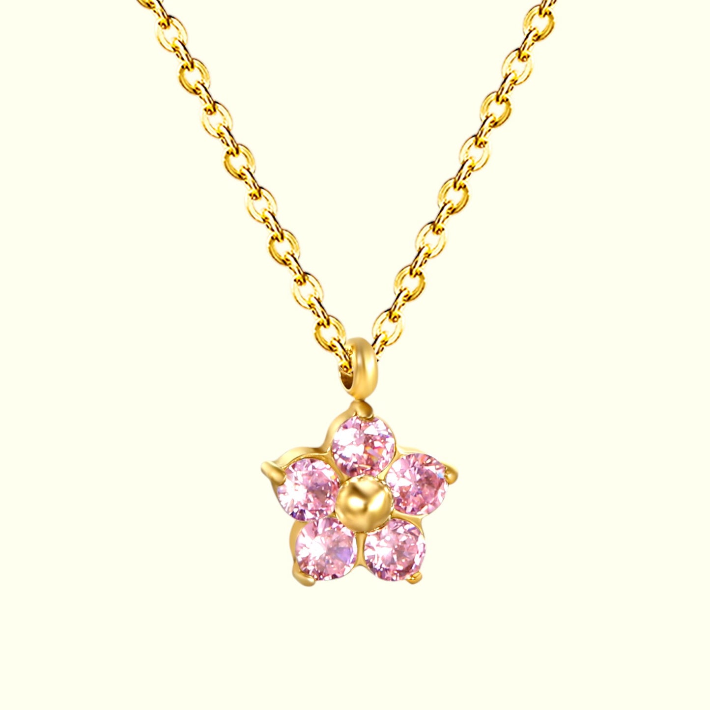 Starry Floral Necklace Pink 2