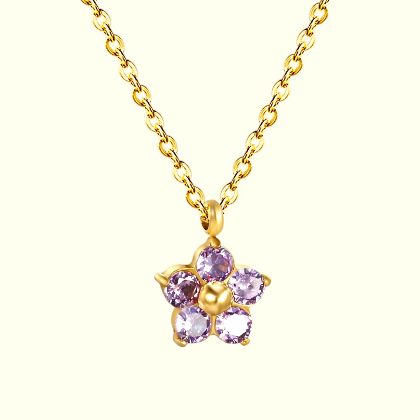 Starry Floral Necklace Purple 2