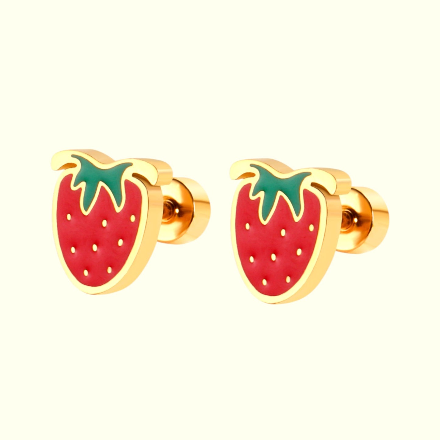 Strawberry Kiss Stud Earrings Gold 1
