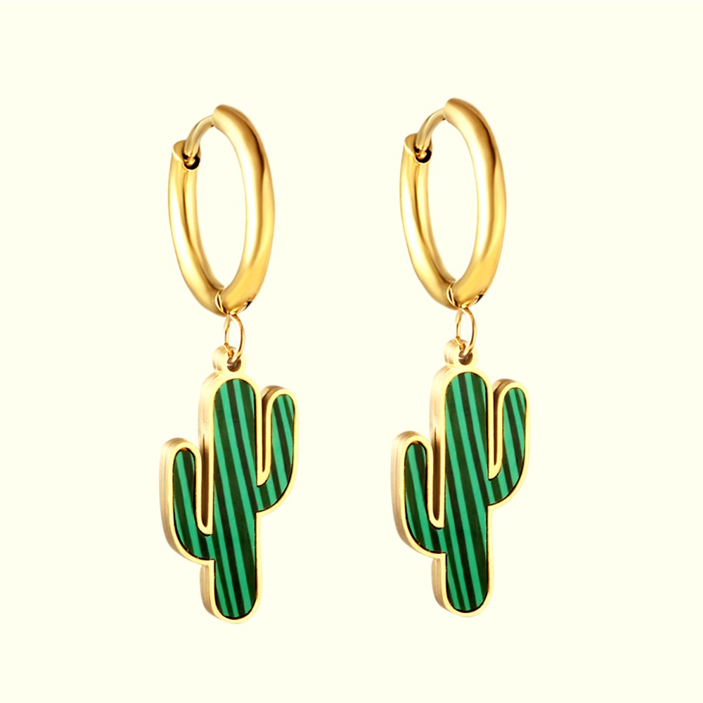 Succulent Cactus Hoops Gold 1