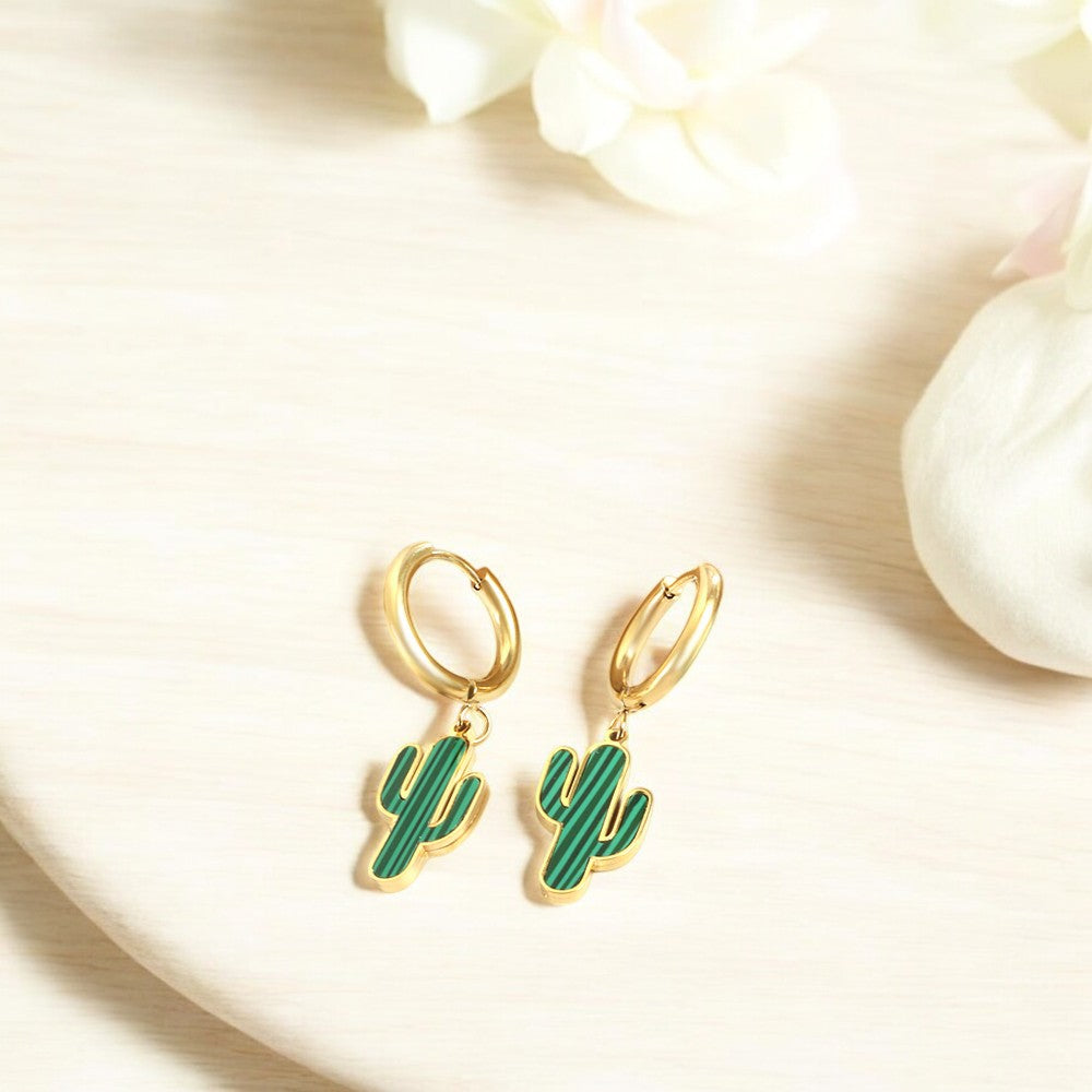 Succulent Cactus Hoops Gold 2