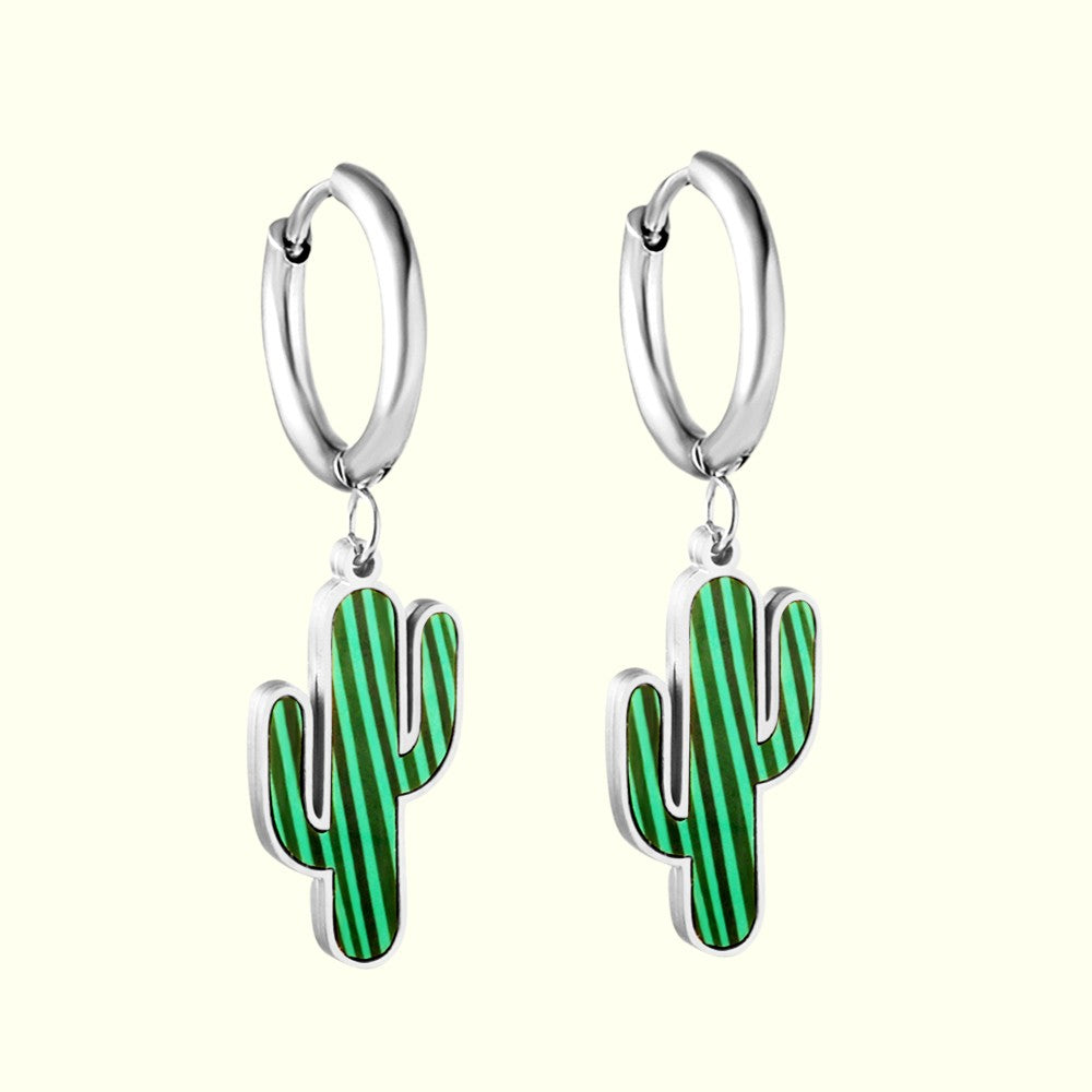 Succulent Cactus Hoops Silver 1