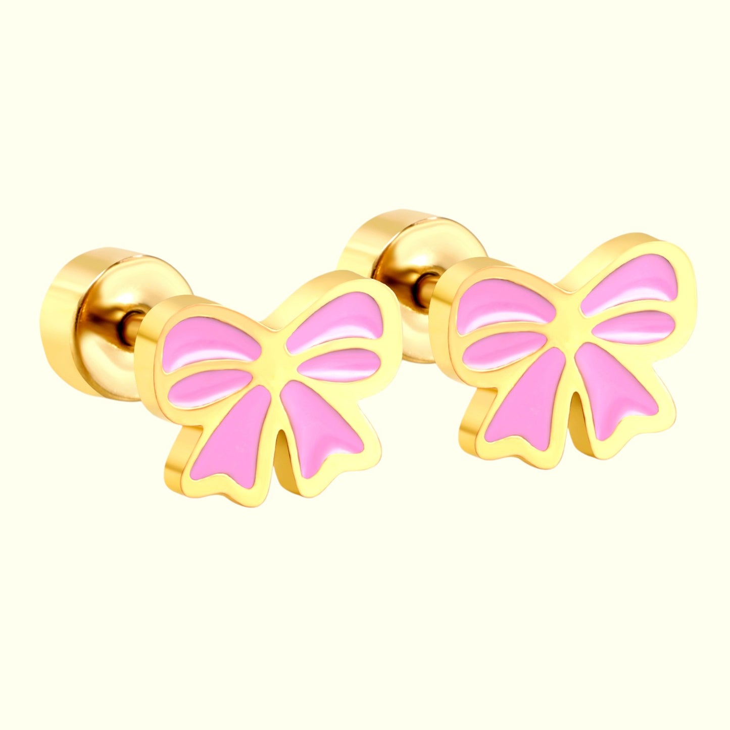 Sugar Pink Bow Stud Earrings 1