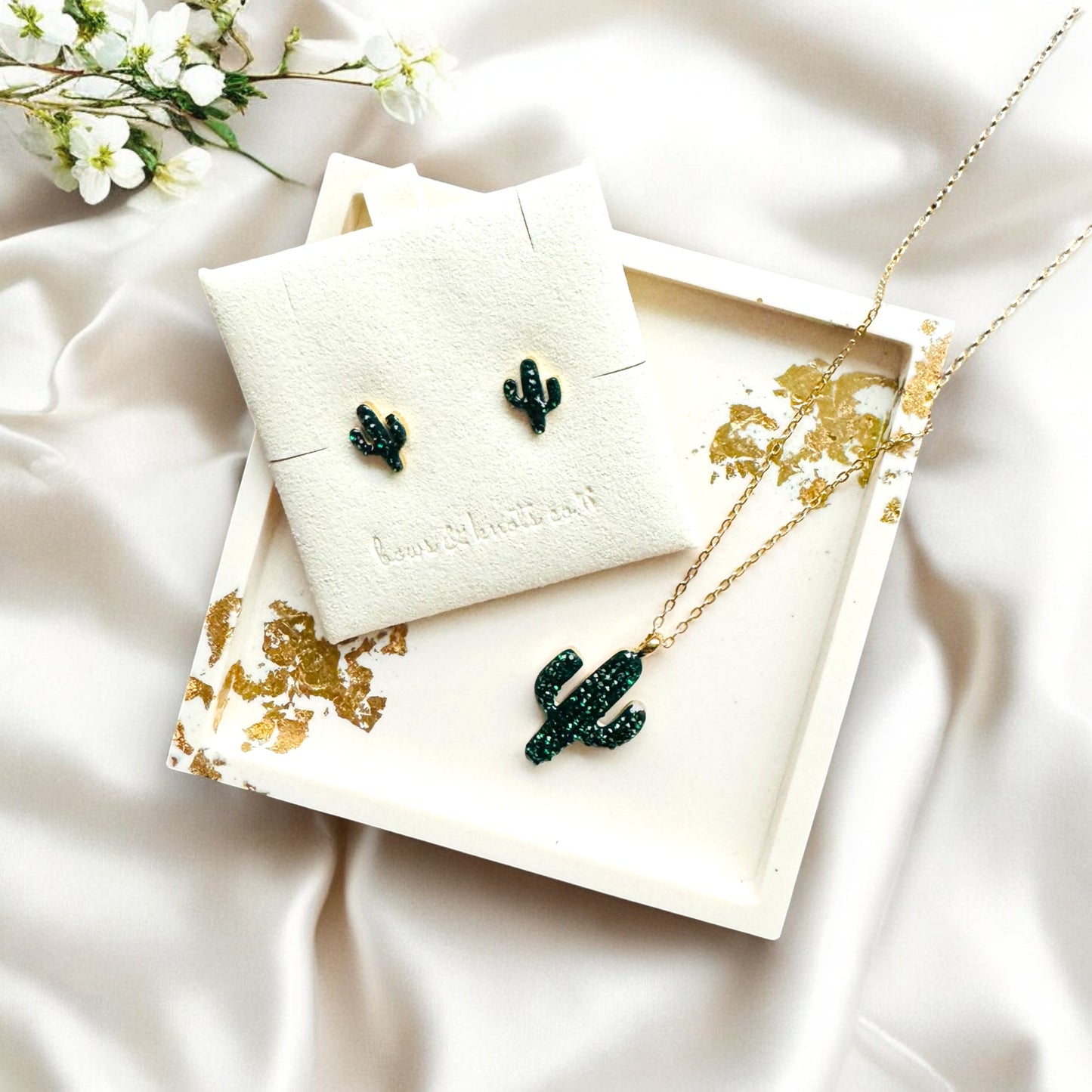 Sunkissed Cactus Necklace and Earrings Set 2