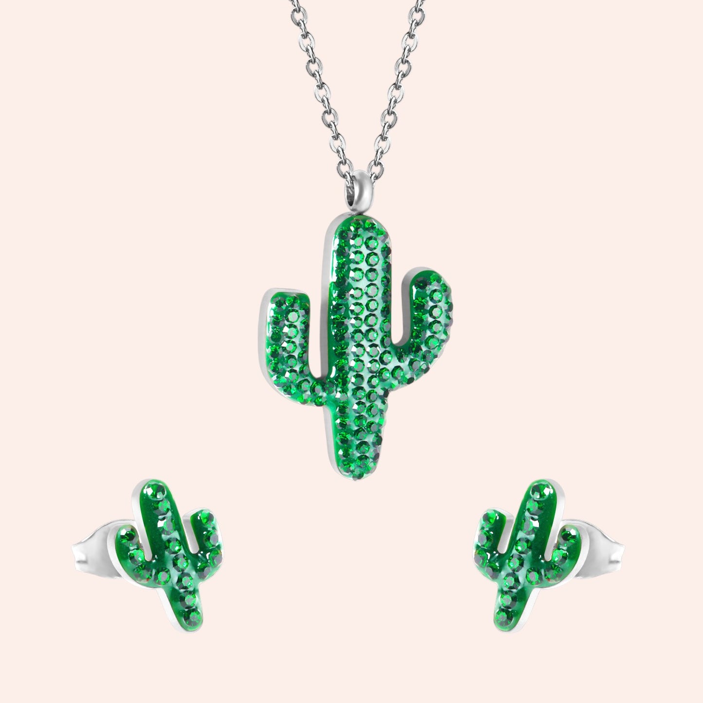 Sunkissed Cactus Necklace and Earrings Set 3