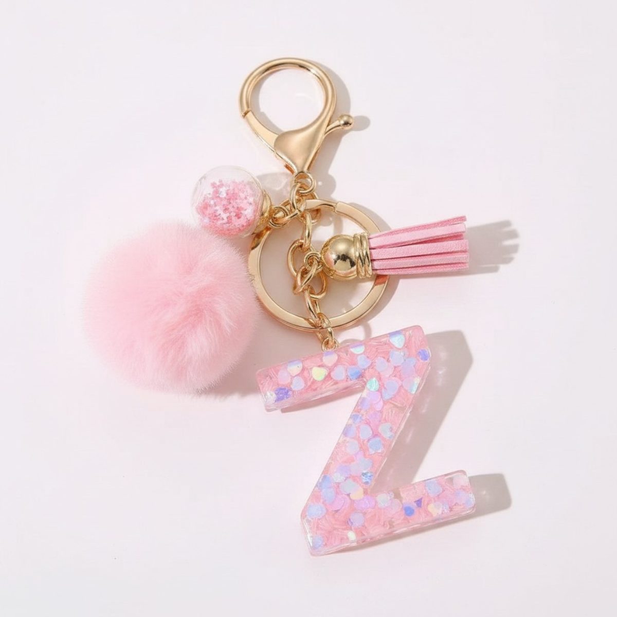 Sweet Blush Initial Keychain Bag Charm
