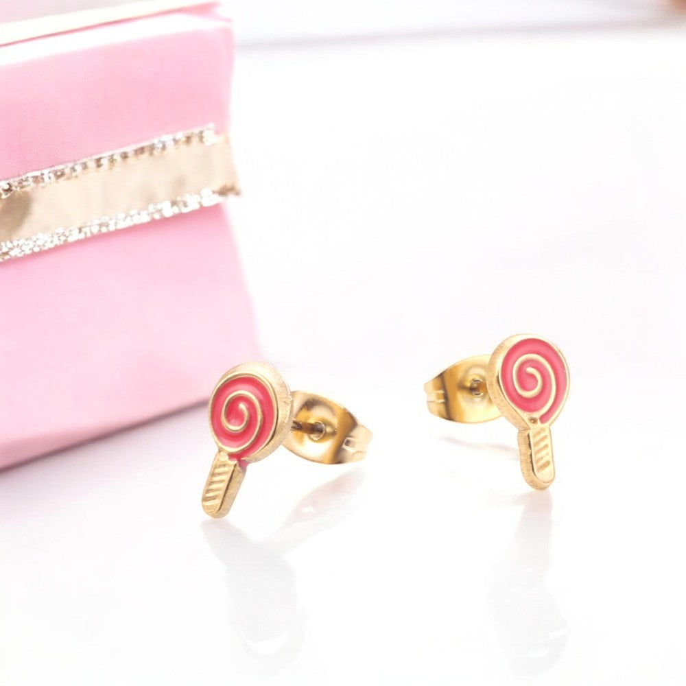 Sweet Lollipop Stud Earrings gold 1