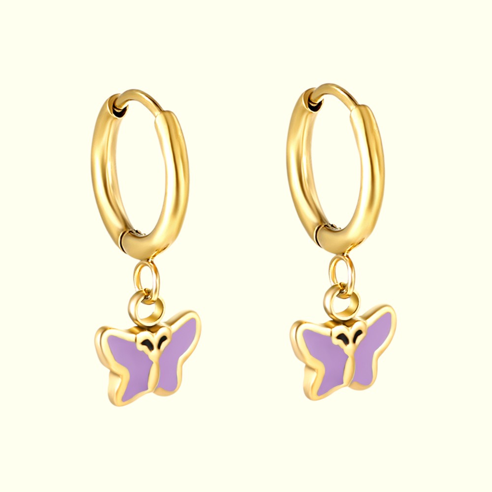 Teeny Butterfly Hoops Gold 1