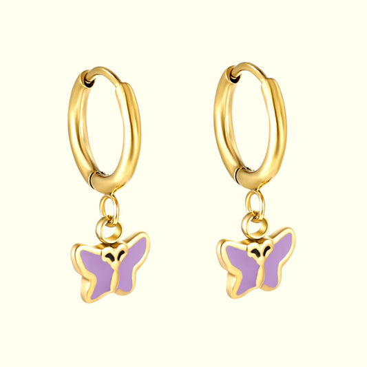Teeny Butterfly Hoops Gold 1