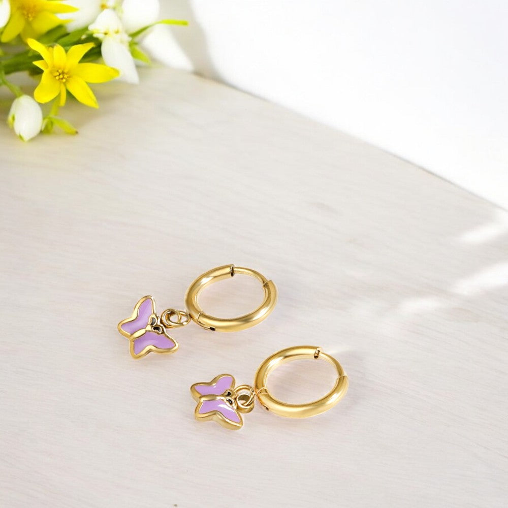 Teeny Butterfly Hoops Gold 2