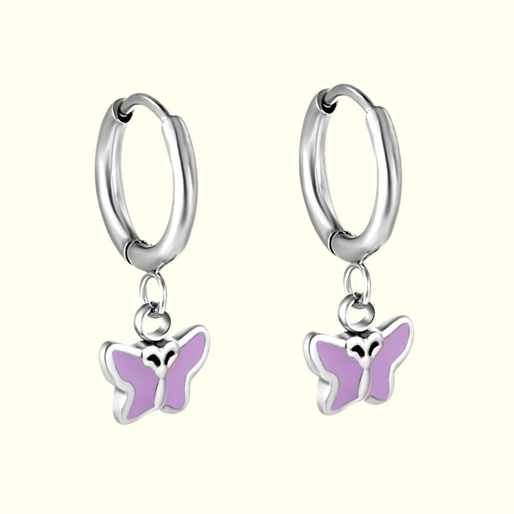 Teeny Butterfly Hoops Silver 1