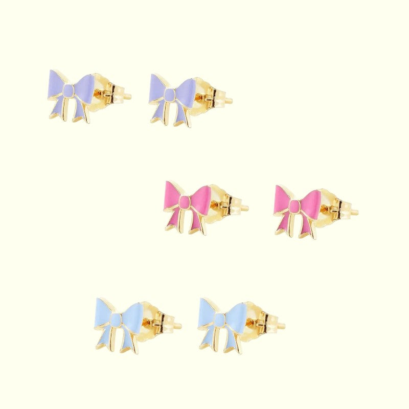 Teeny Vibrant Bowknot Stud Earrings 1
