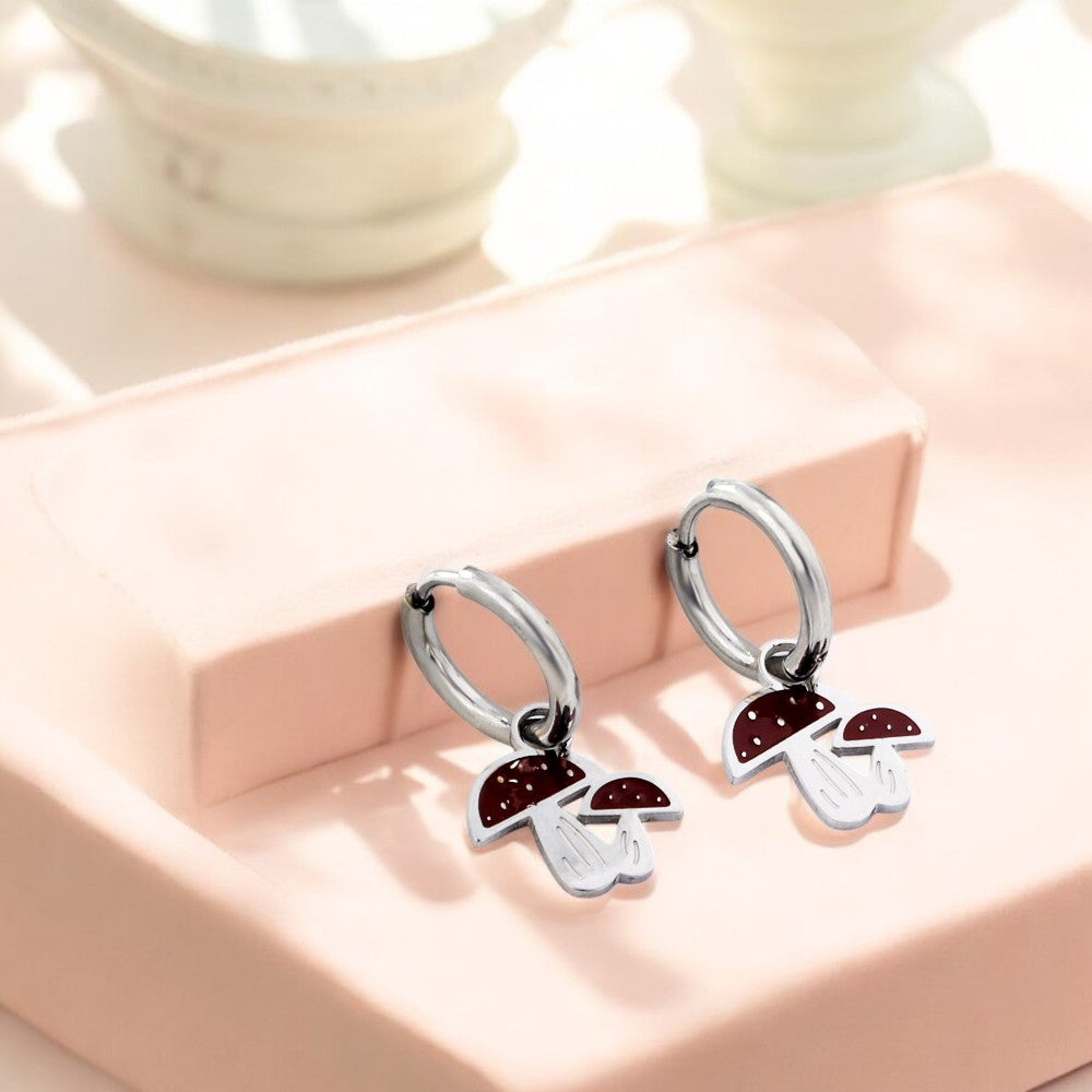 Toxic Mushroom Hoops silver 2