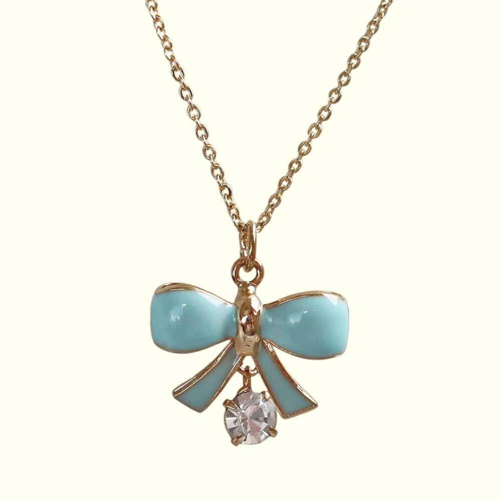 Twinkle Bow Necklace Blue 1