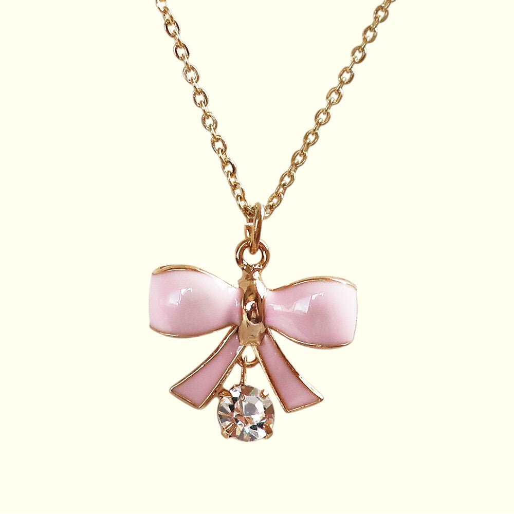 Twinkle Bow Necklace Pink 1