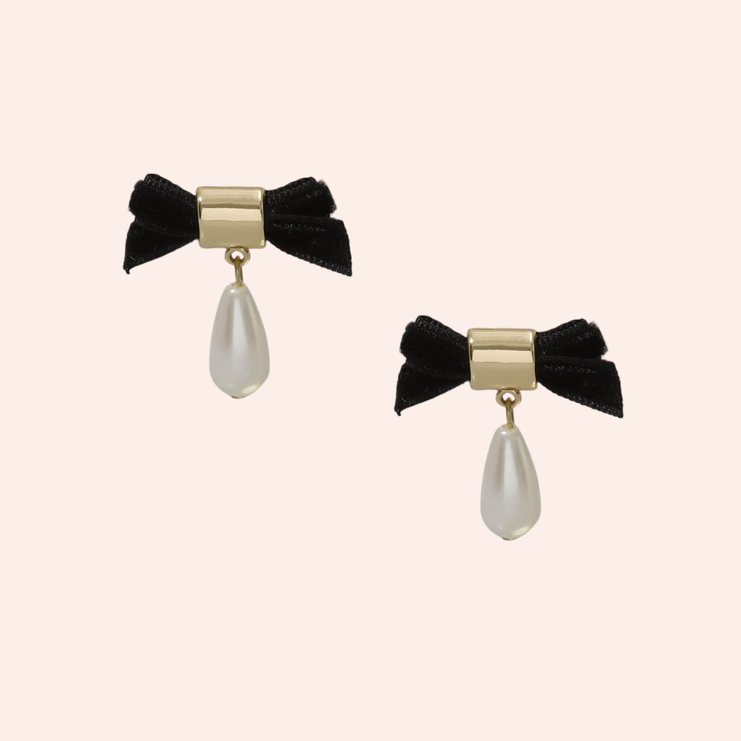 Velour Bowknot Earrings Black 3