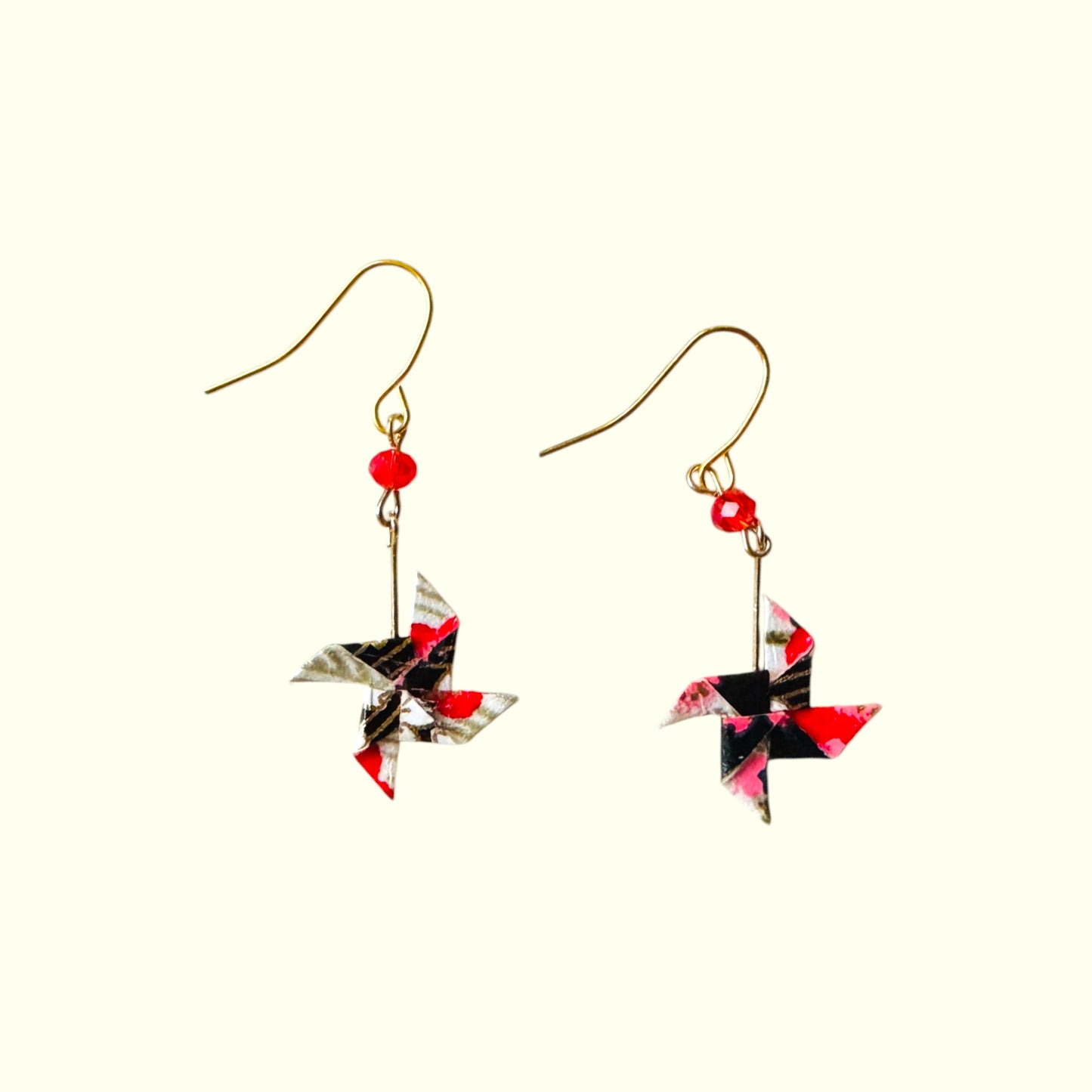 Washi Pinwheel Earrings Black 4