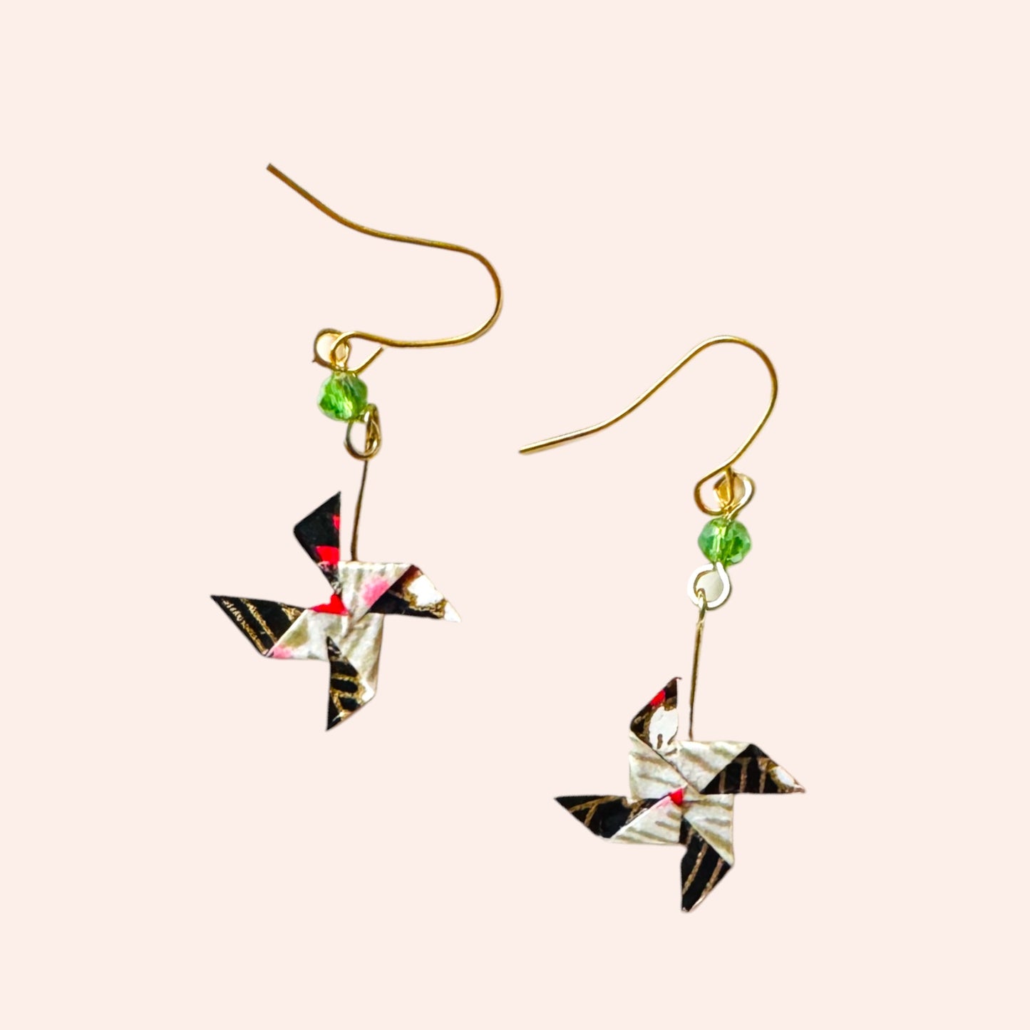 Washi Pinwheel Earrings Black and White 2