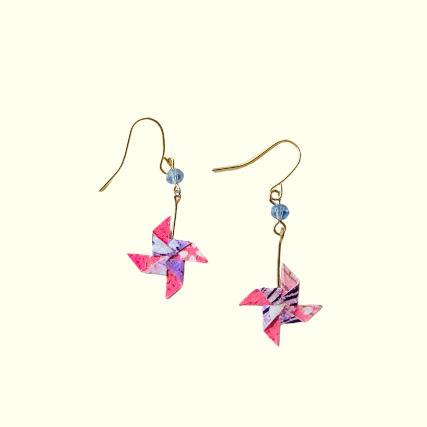 Washi Pinwheel Earrings Pink 2