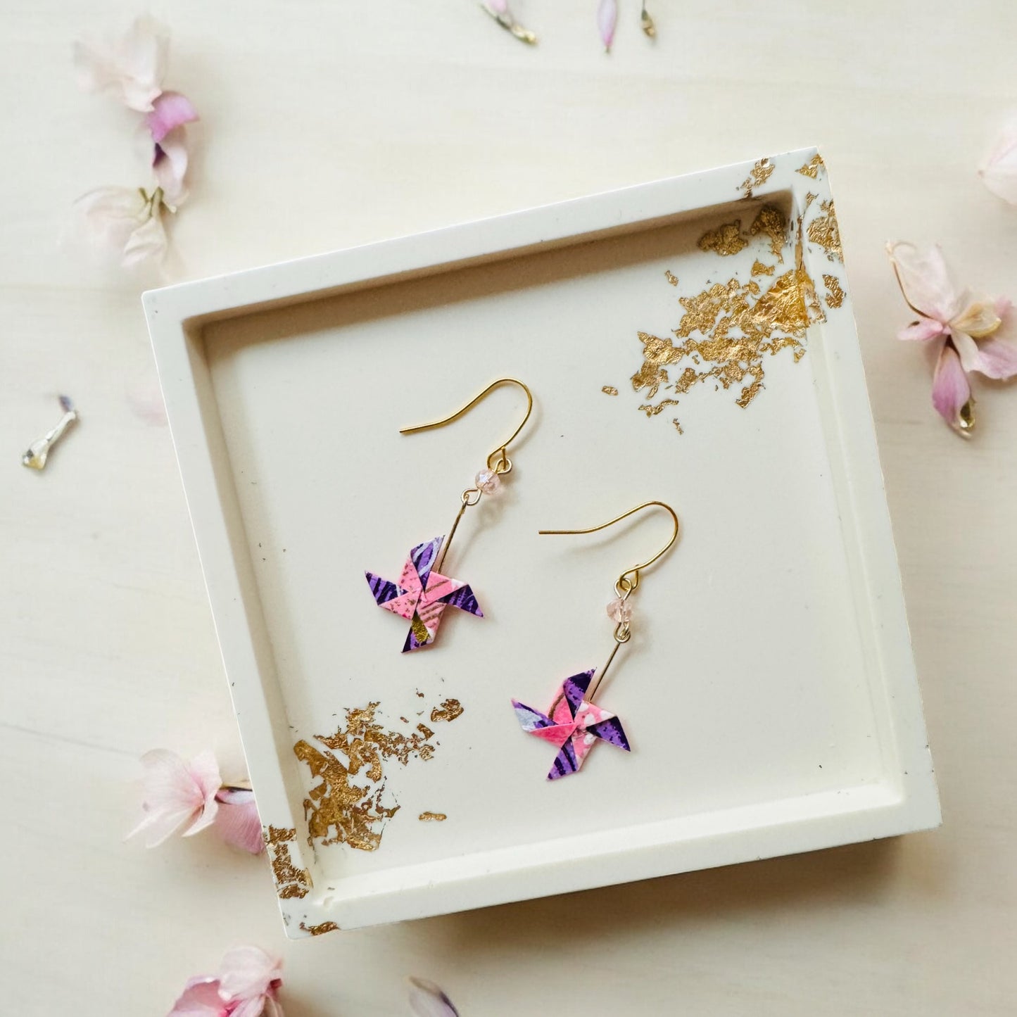 Washi Pinwheel Earrings Purple 5