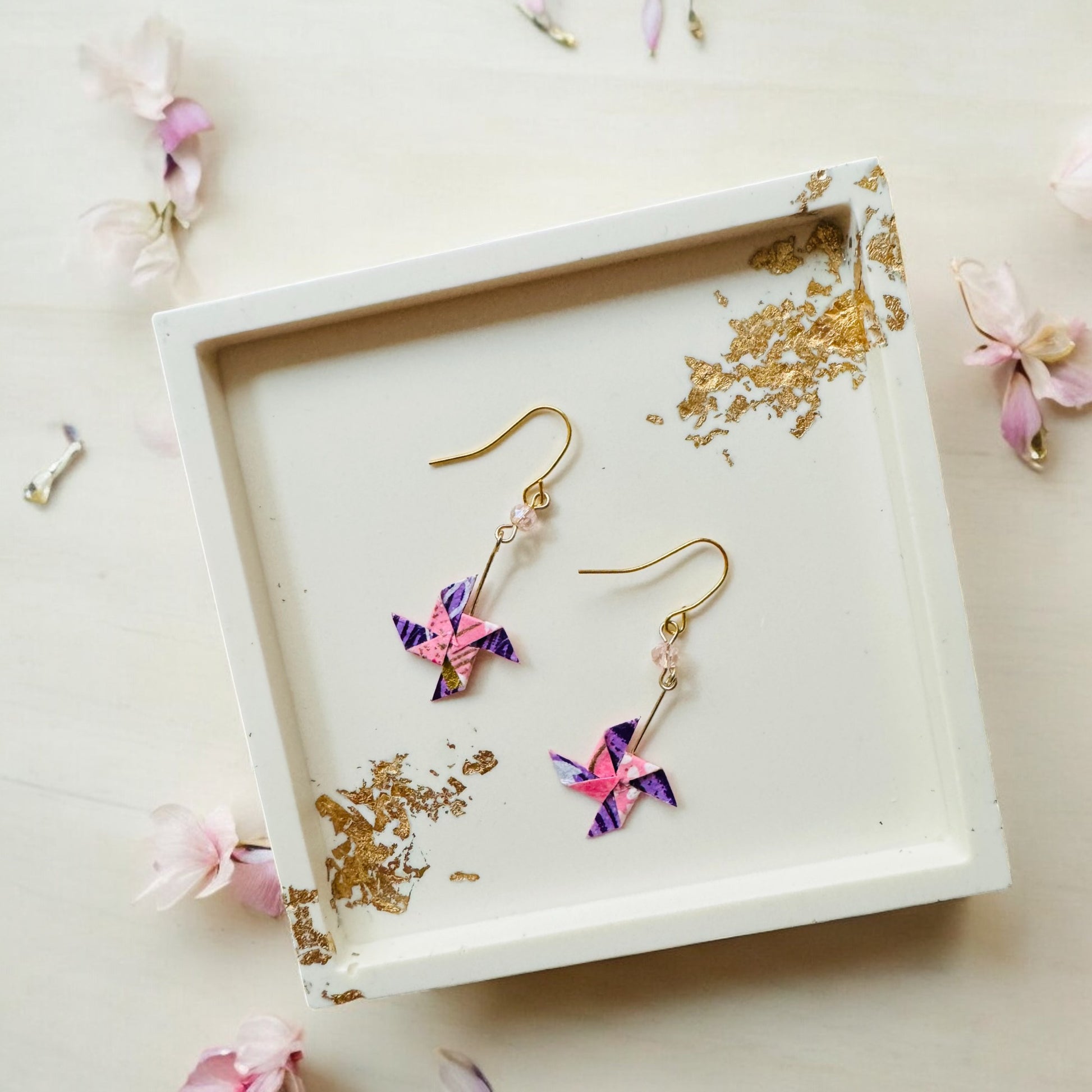 Washi Pinwheel Earrings Purple 5