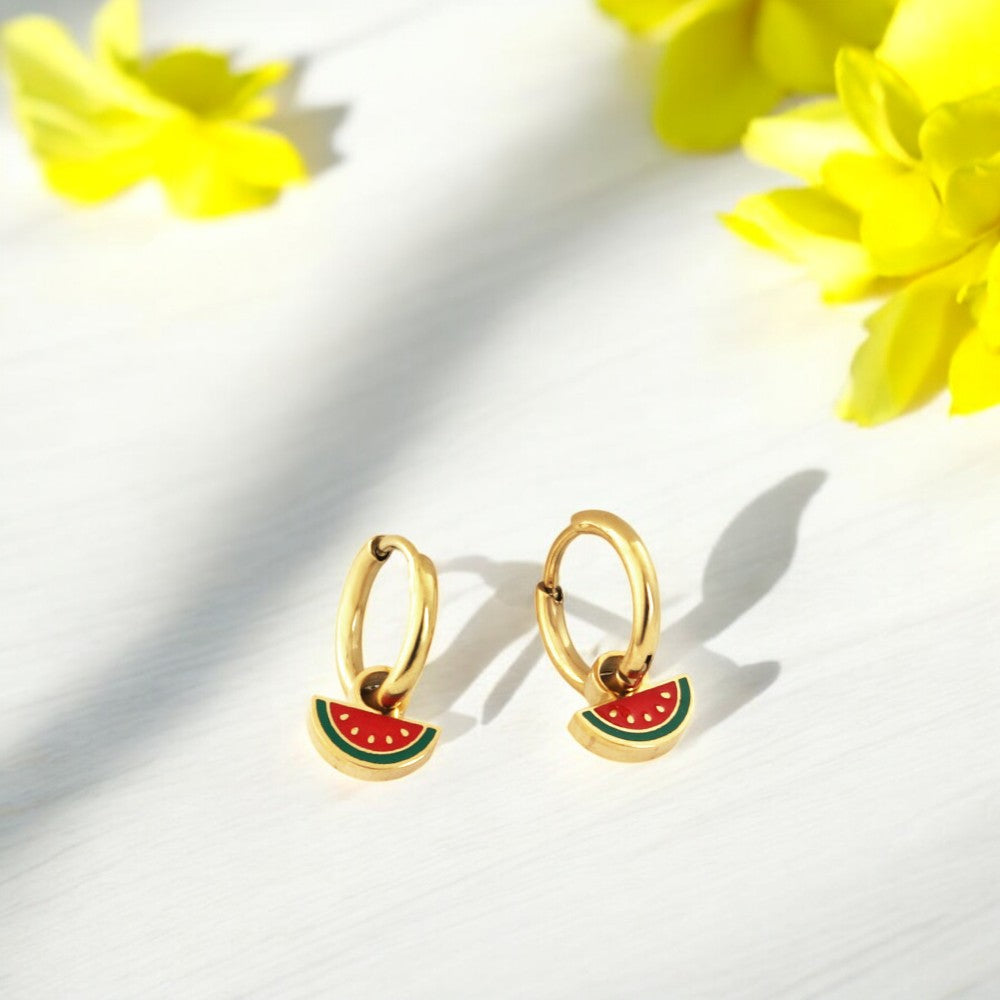 Watermelon Slice Hoops Gold 3