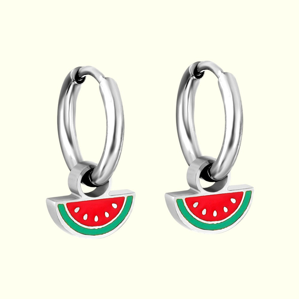 Watermelon Slice Hoops silver 1
