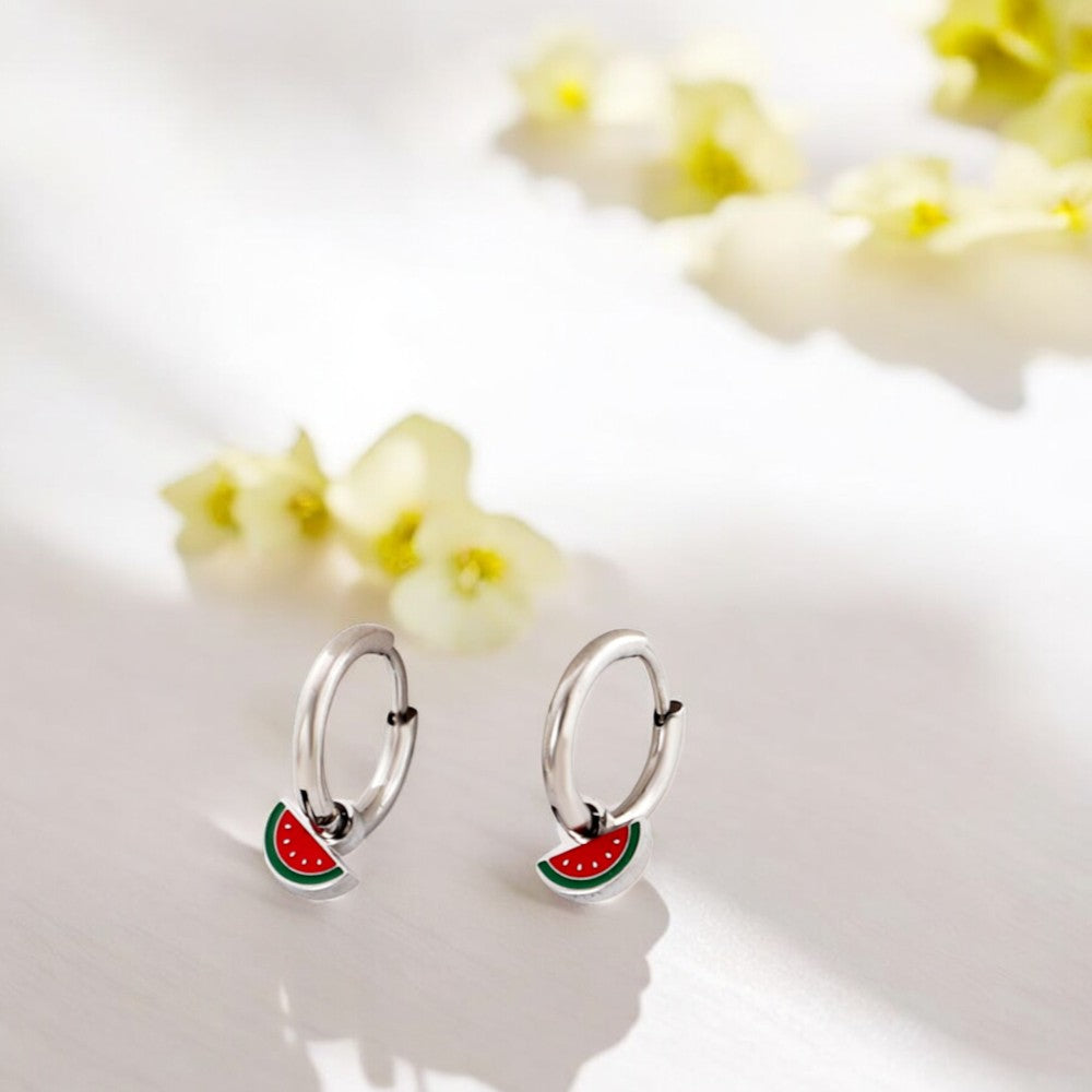 Watermelon Slice Hoops silver 3