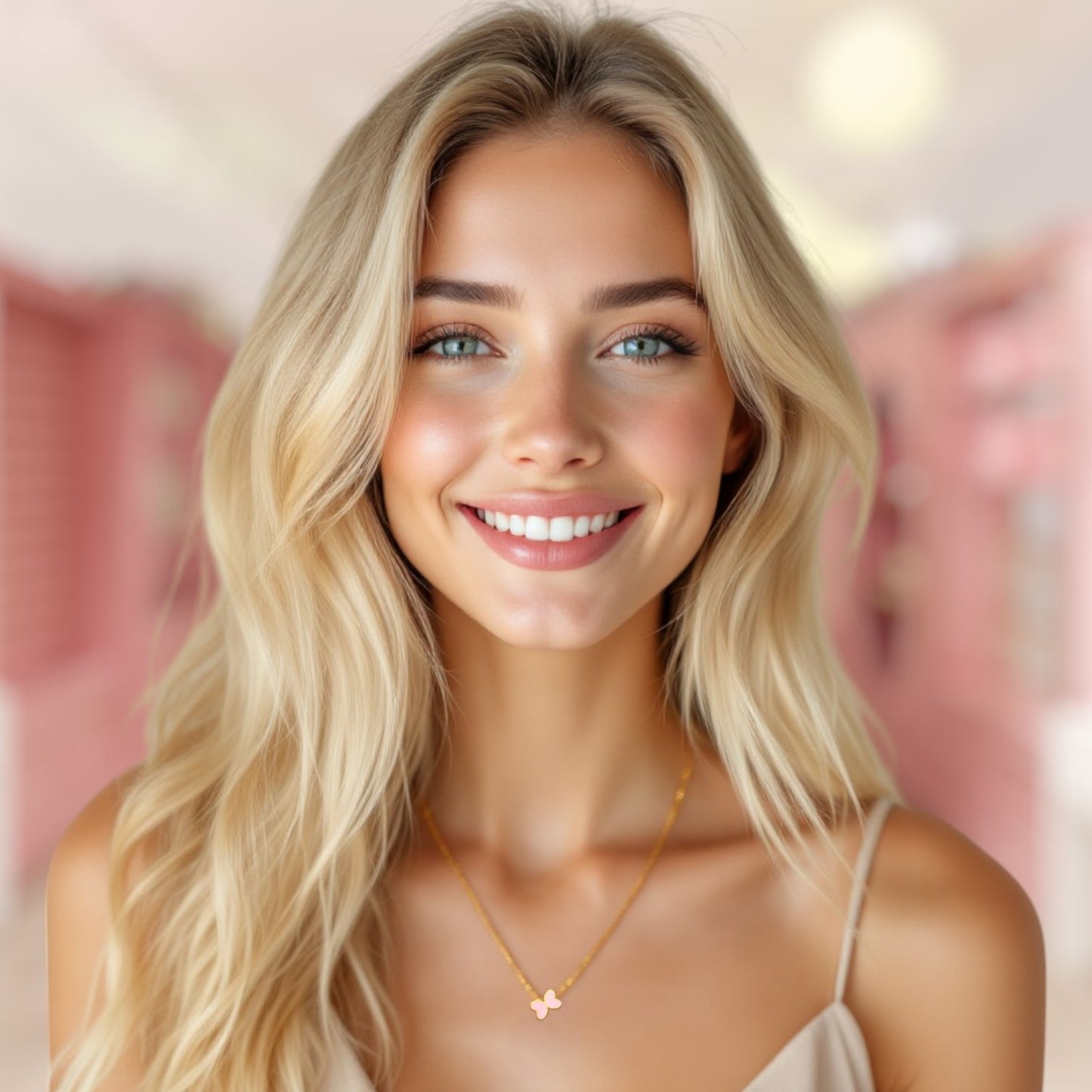 Whispering Wings Necklace Pink 2