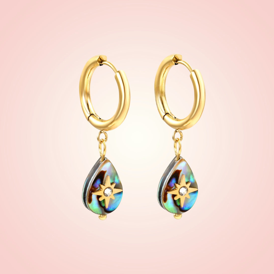 Aurora Shell Huggies - 18k gold plated stainless steel – Bows and Knots Co.