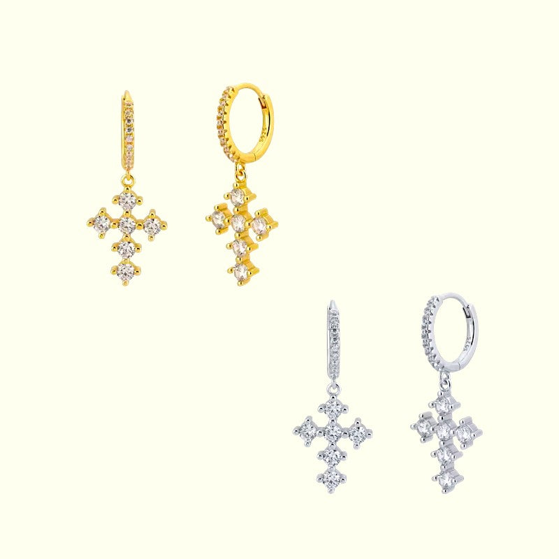 Celeste Cross Hoops 1