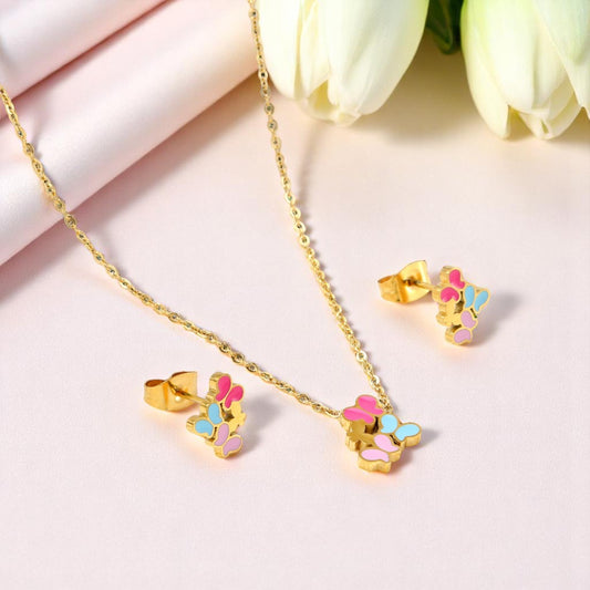 Cotton Candy Butterflies Necklace and Earrings Set 1