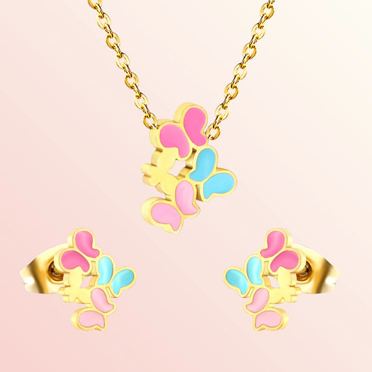 Cotton Candy Butterflies Necklace and Earrings Set 2