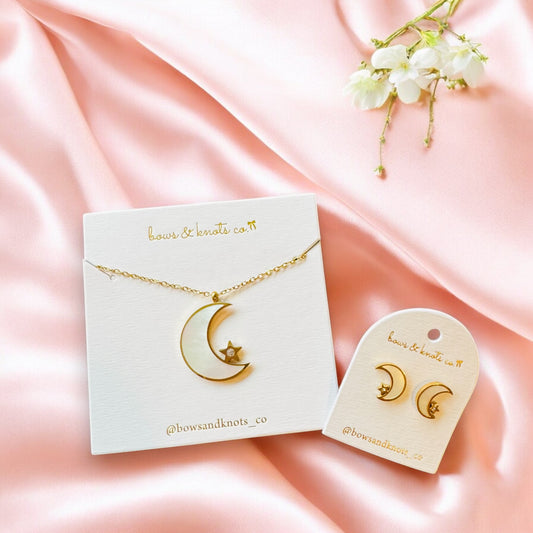 Eclipse Elegance Necklace and Earrings Set Gold 1