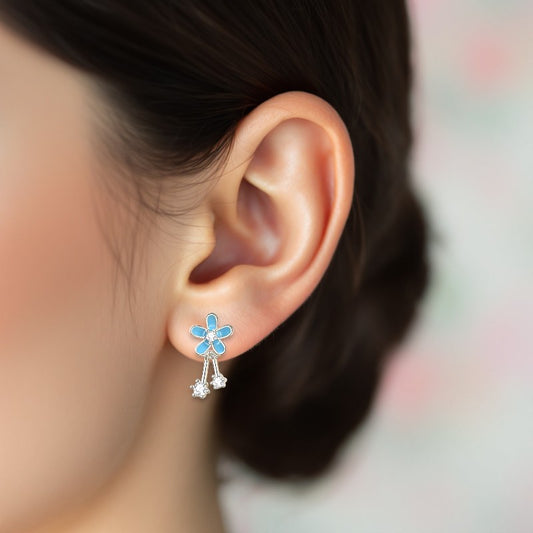 Enamel Glaze Flower Earrings silver 2