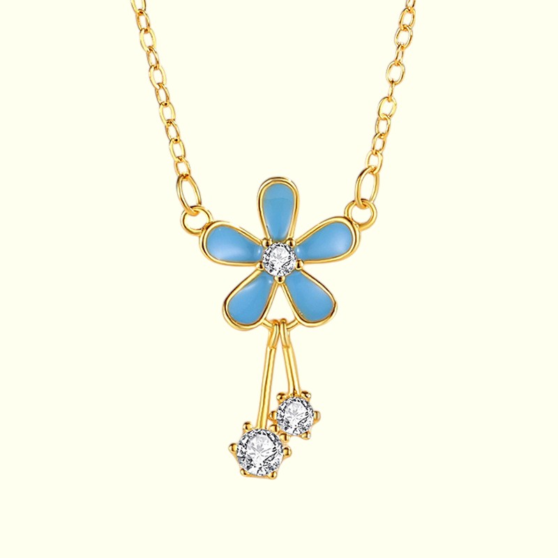 Enamel Glaze Flower Necklace Gold 1