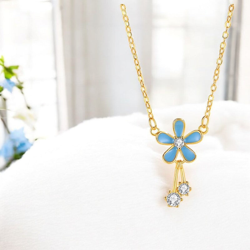 Enamel Glaze Flower Necklace Gold 2