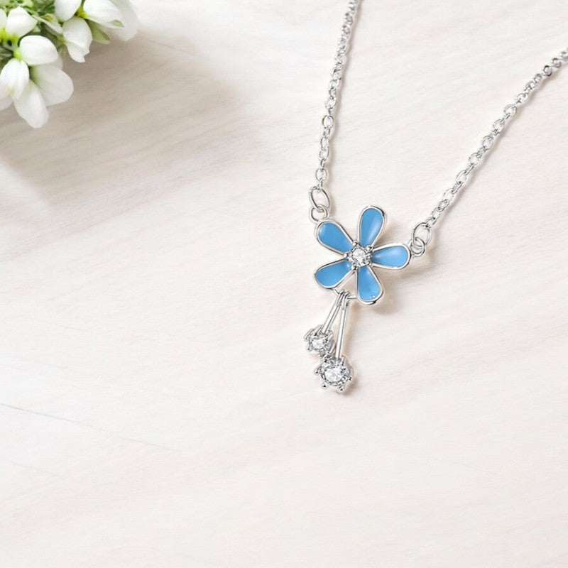 Enamel Glaze Flower Necklace silver 2
