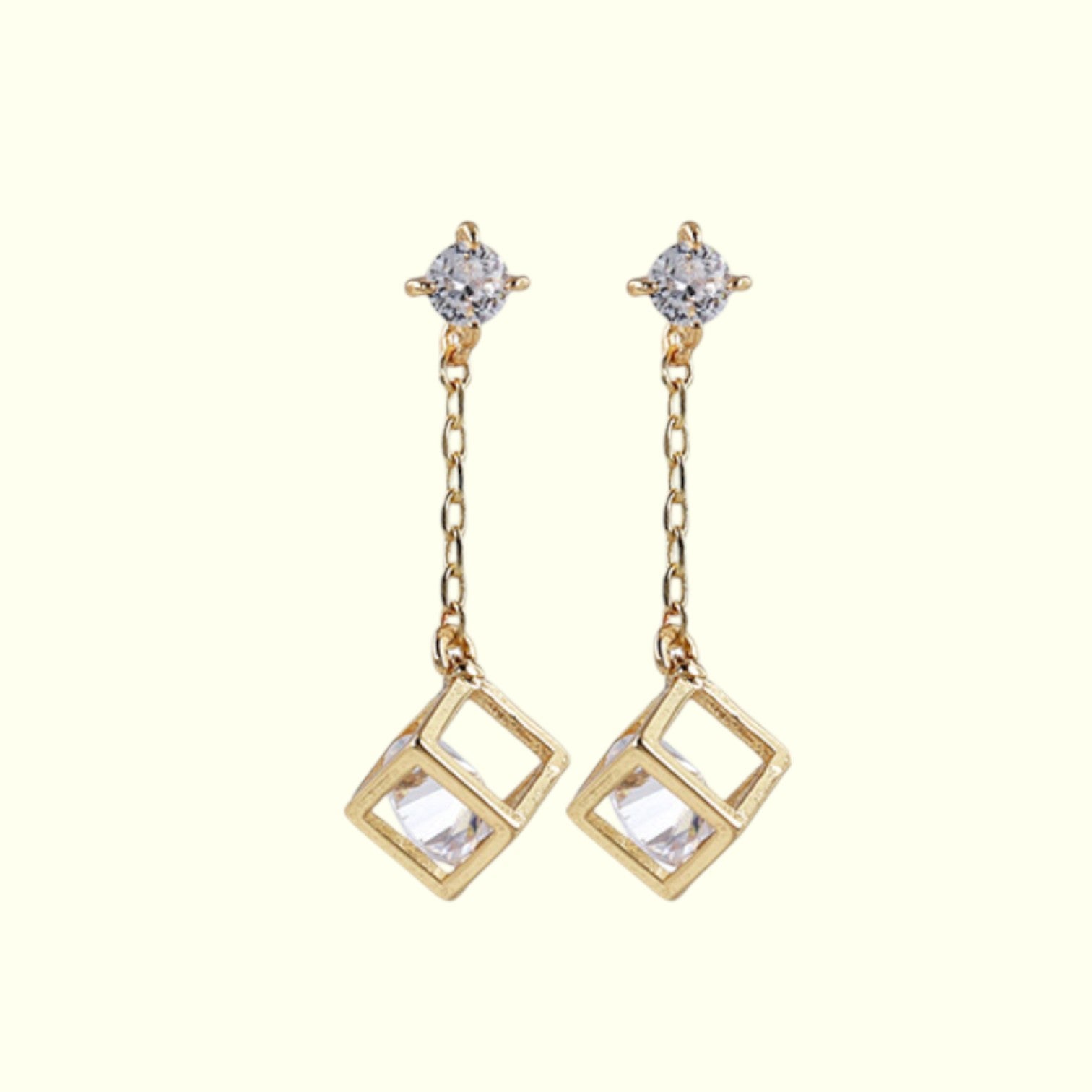 Ethereal Cube Earrings Gold 2