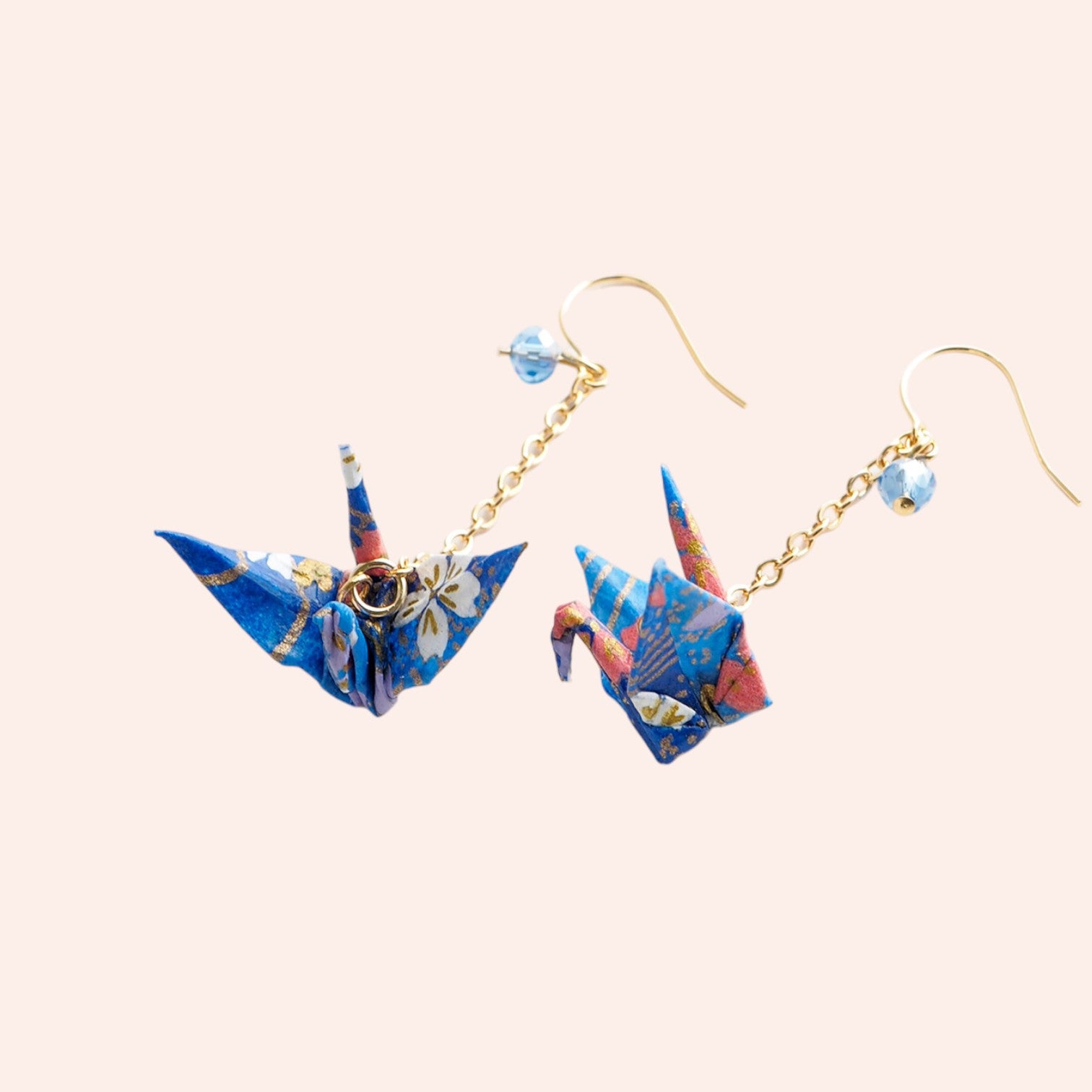 Origami Swan Earrings Blue 1