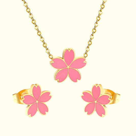 Sakura Bloom Necklace and Earrings Set 5