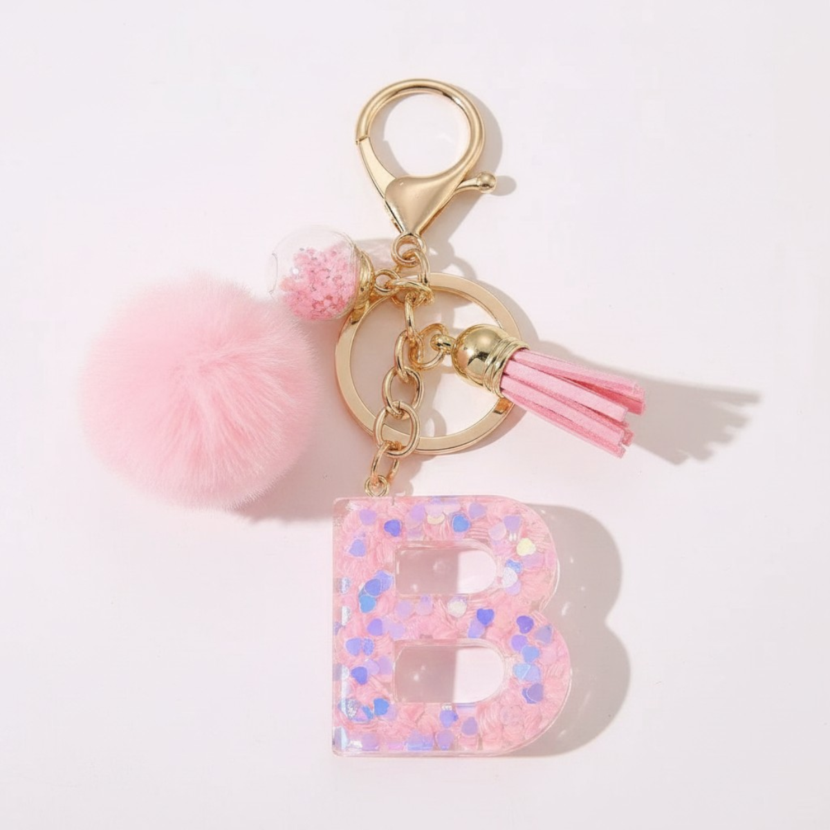 Sweet Blush Initial Keychain Bag Charm