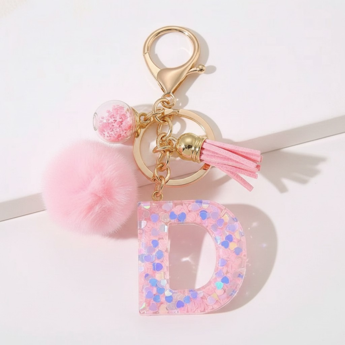Sweet Blush Initial Keychain Bag Charm