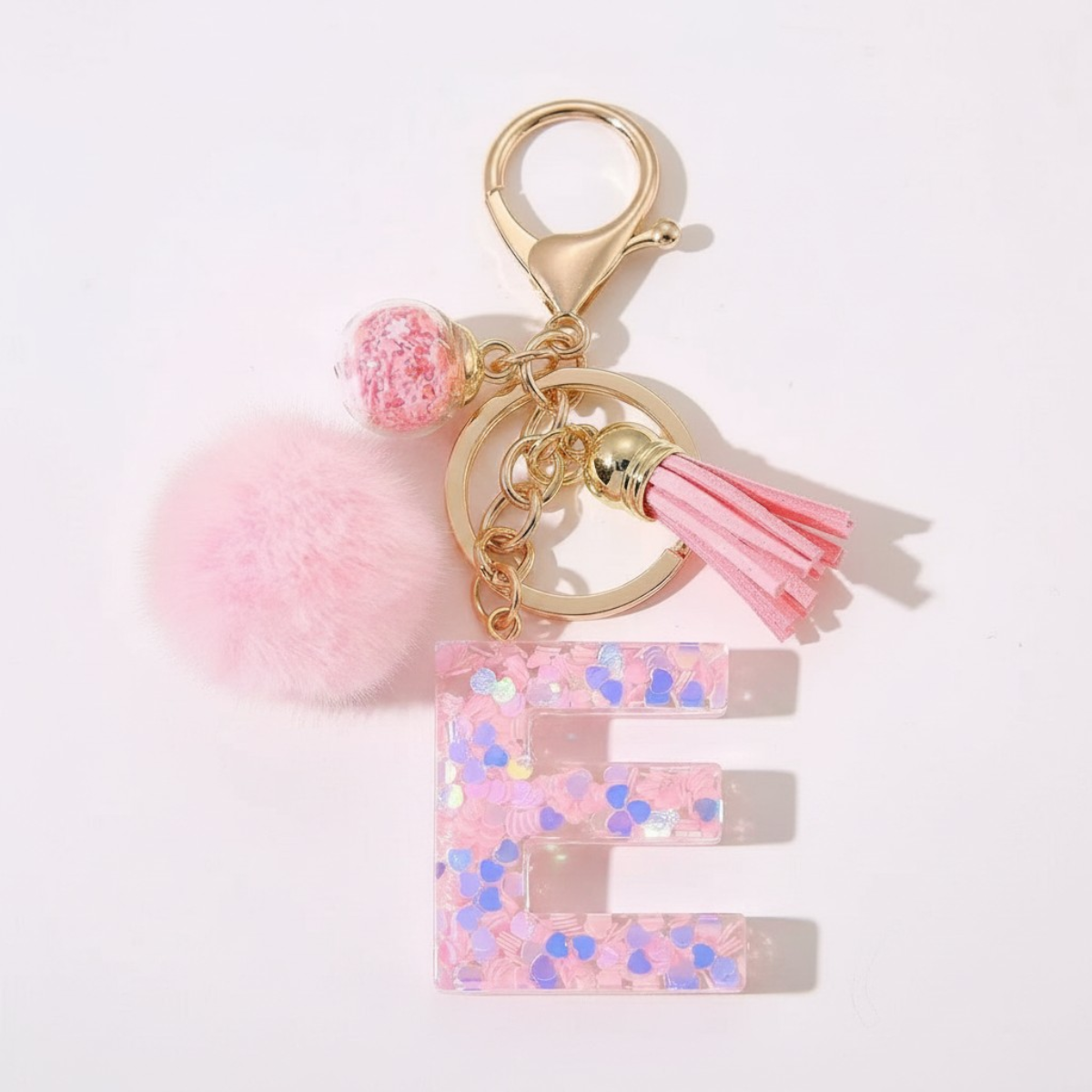 Sweet Blush Initial Keychain Bag Charm