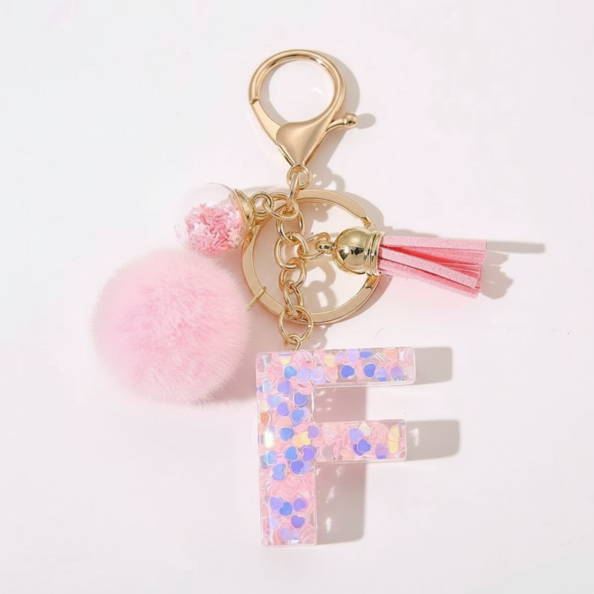 Sweet Blush Initial Keychain Bag Charm